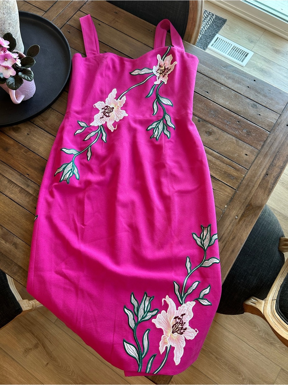 Dress the Population Nicole Floral Tropical Fuchsia Cocktail Dress L - Picture 6 of 16